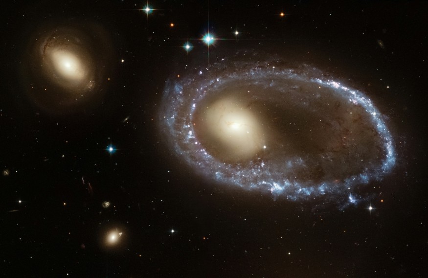 Blue Stars Ring Nucleus of Galaxy