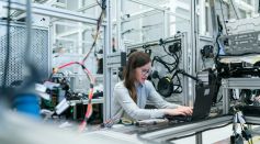 Female electronics engineer runs vehicle tests