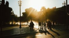 Pedestrians at Sunset