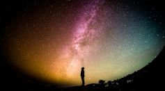 Silhouette of Person Stargazing