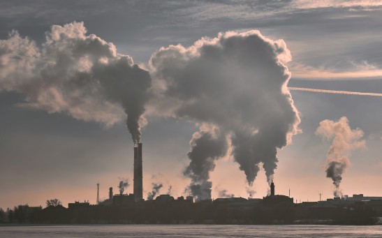 Smoke Emitting from Industrial Factory