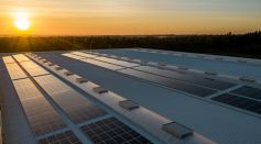 Solar Panel Boards During Sunset