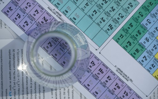Top View of Flask and Periodic Table
