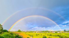 Two Rainbows Over a Green Field